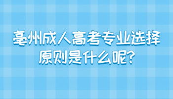 亳州成人高考专业选择原则是什么呢