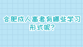 合肥成人高考有哪些学习形式呢