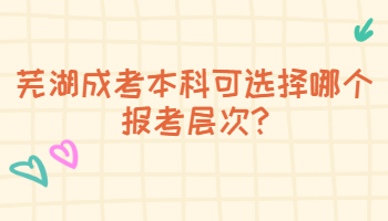 芜湖成考本科可选择哪个报考层次