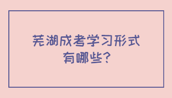 芜湖成考学习形式有哪些