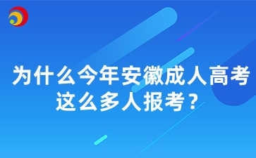为什么今年安徽成人高考这么多人报考